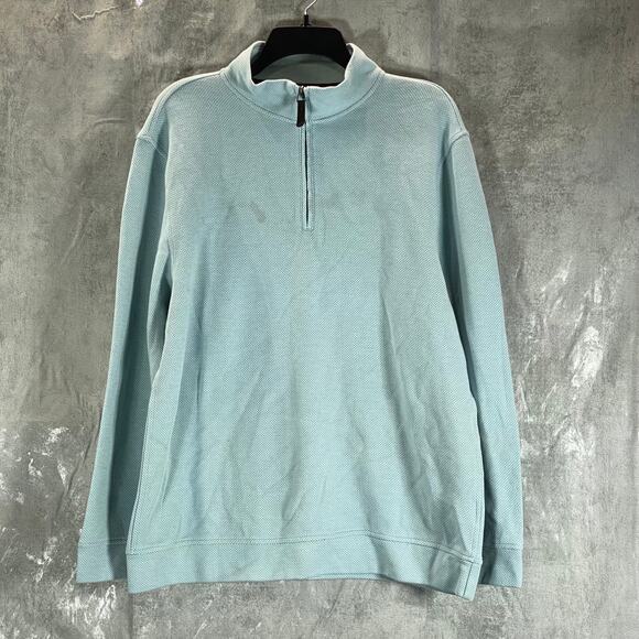 CLUB ROOM Men's Pale Glass Birdseye Mock-Neck Quarter-Zip Pullover Sweater SZ L - Picture 1 of 11